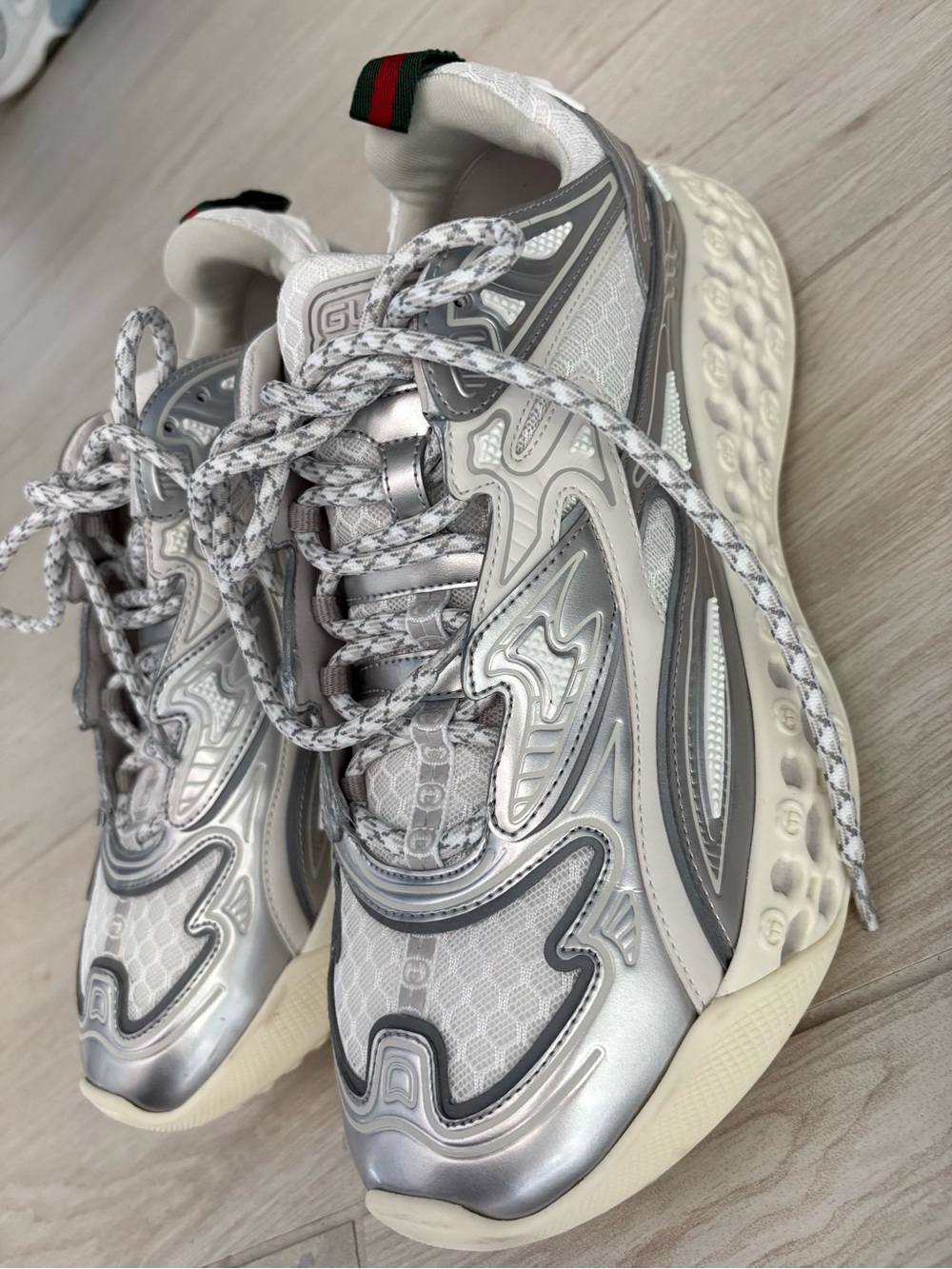 Gucci Silver White Chunky Sneakers - Picture 4 of 9